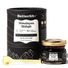 Better Alt Himalayan Shilajit resin pack with copper spoon