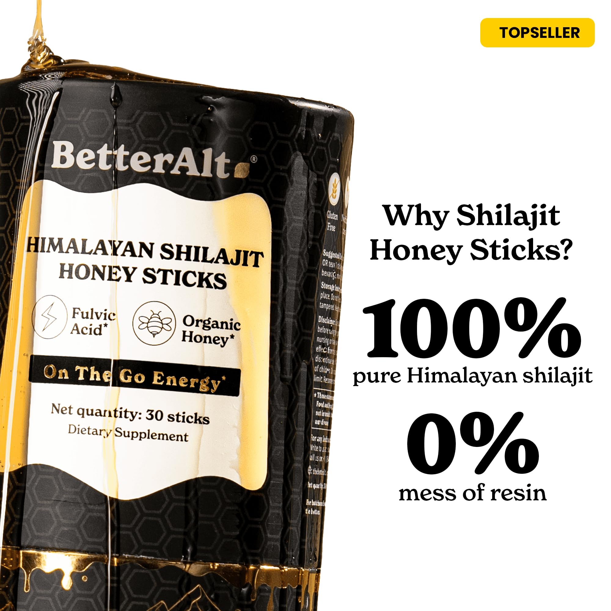 Better Alt Himalayan Shilajit Honey Stick in a desk setup for focus