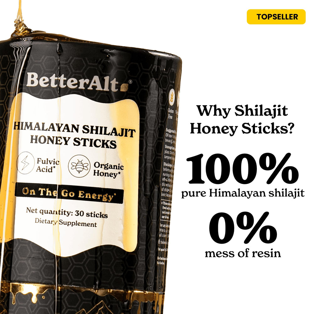 Better Alt Himalayan Shilajit Honey Stick in a desk setup for focus
