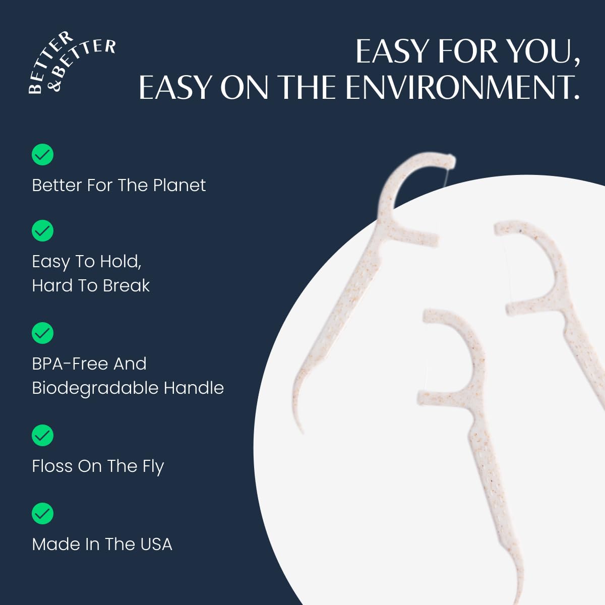 Organic handle detail on Better & Better floss pick