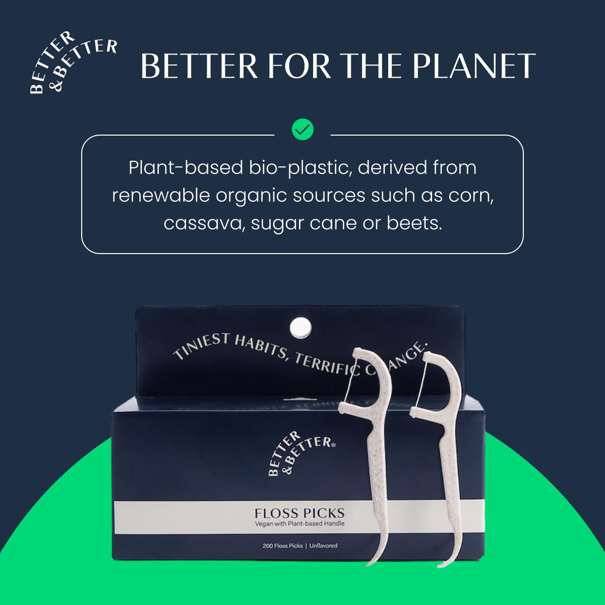 Eco-friendly, plant-based handle materials of floss picks