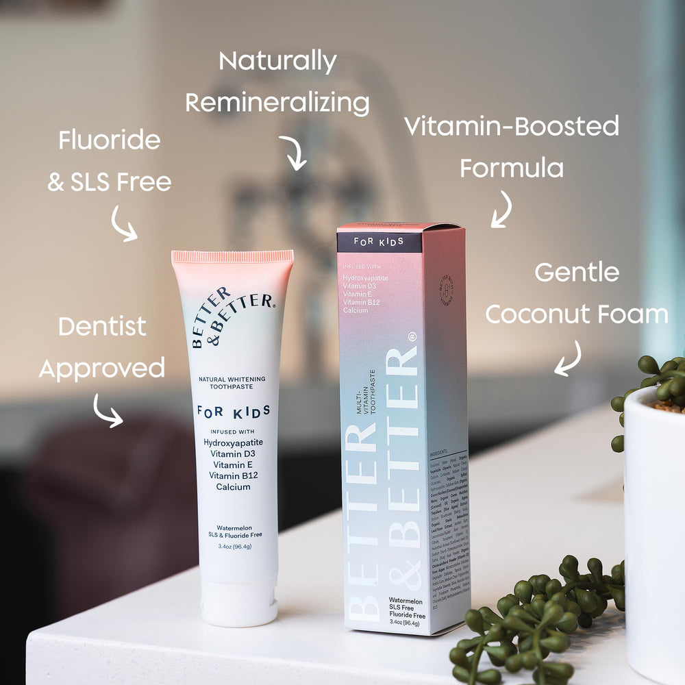 Illustration highlighting hydroxyapatite, calcium, and vitamins in the toothpaste formula