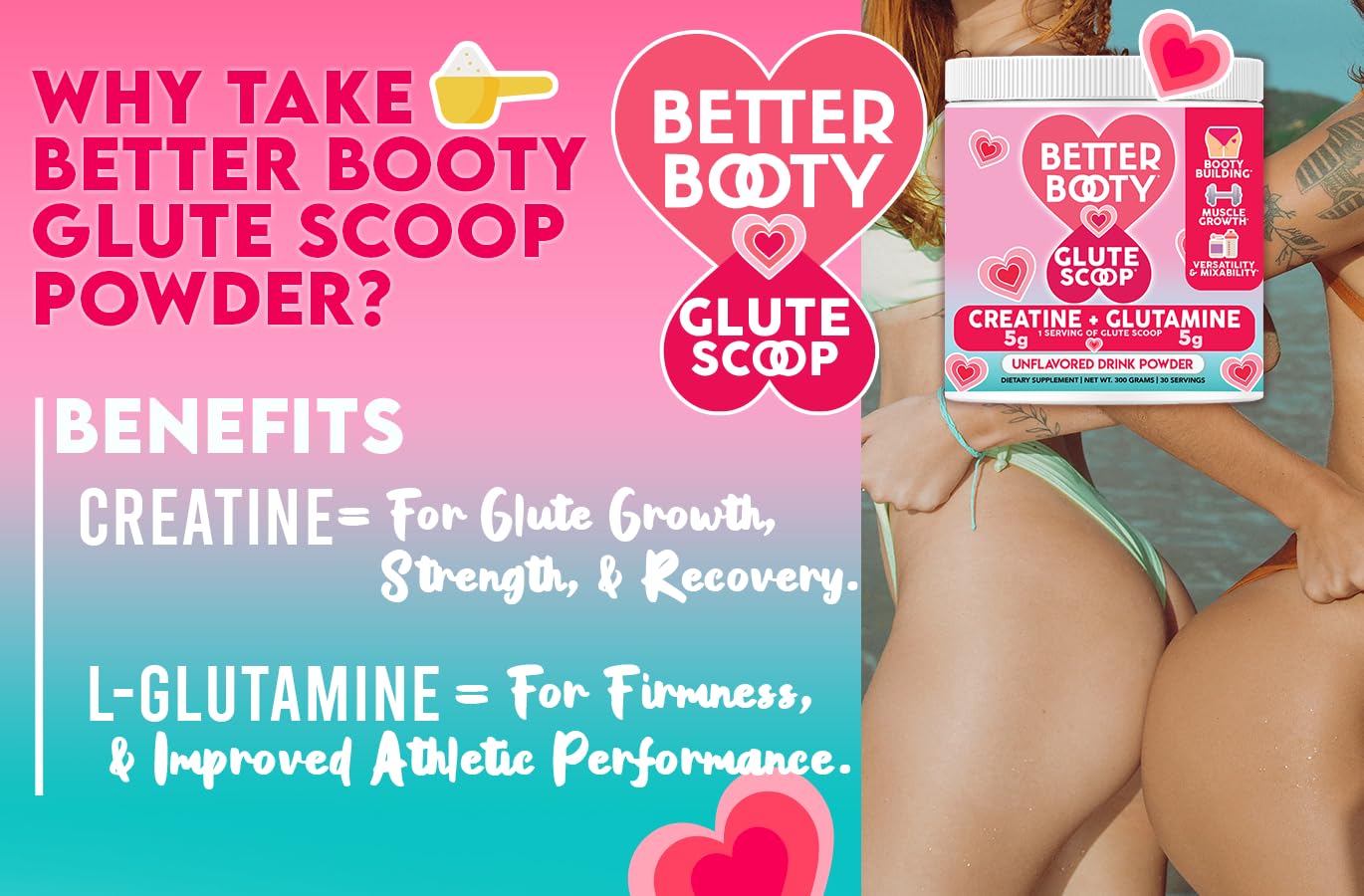 Comparison chart of creatine and glutamine benefits
