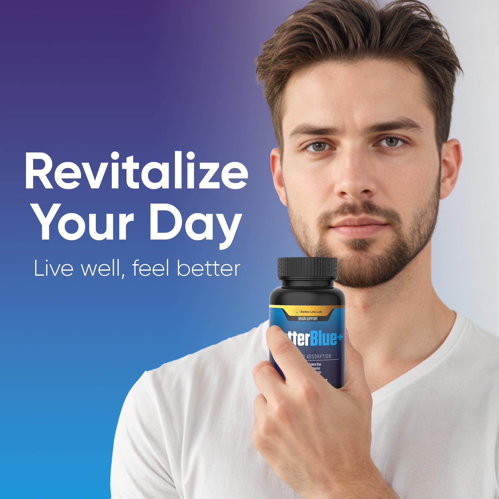 Methylene blue capsules arranged in a row