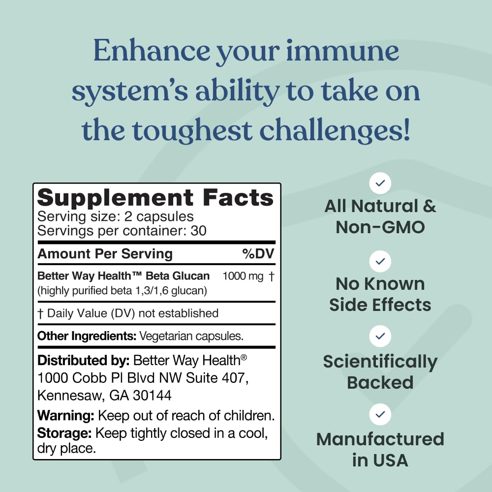 Better Way Health Beta Glucan 500 science graphic illustrating immune research