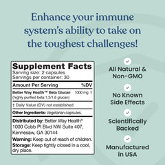 Better Way Health Beta Glucan 500 science graphic illustrating immune research
