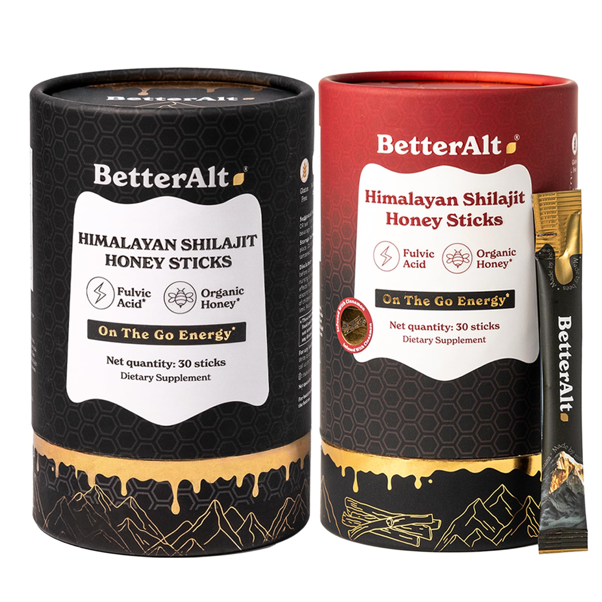 Better Alt Pure Himalayan Shilajit Sticks 2 Pack – Classic + Cinnamon ...