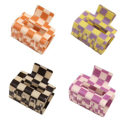 BetterJonny checkered hair clip front view for versatile daily styling