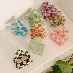 BetterJonny checkered hair clip ivory color for an elegant daytime look
