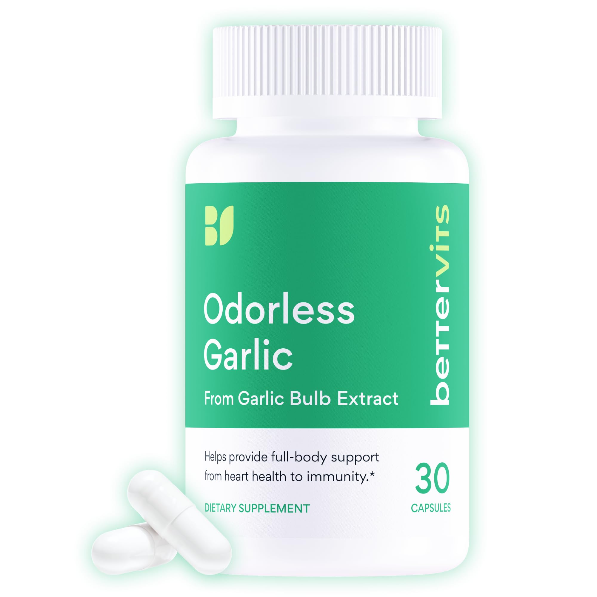 Bettervits Odorless Garlic 1000mg bottle and capsules