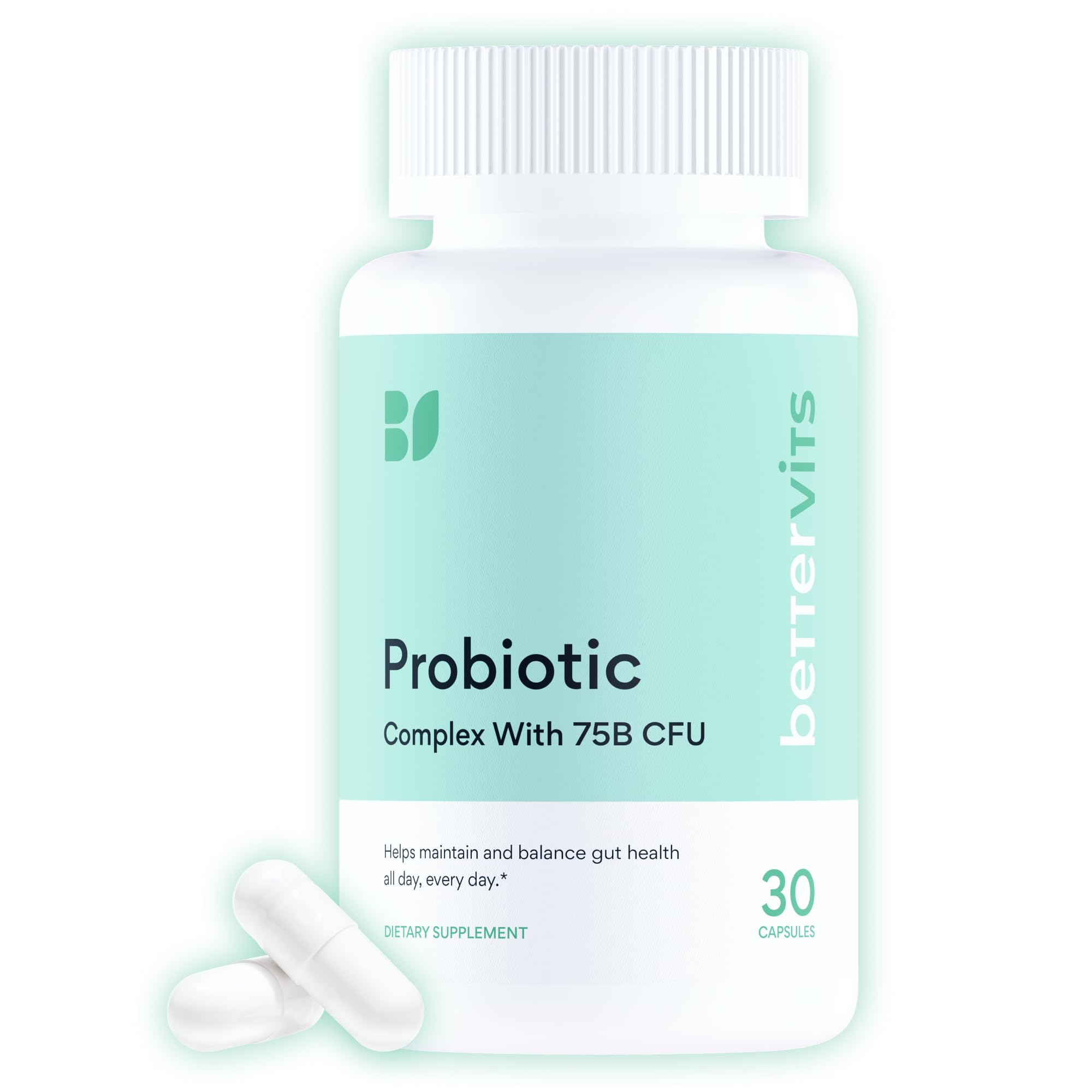 Bettervits Probiotics bottle with 30 vegan capsules for women and men