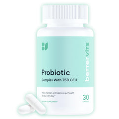 Bettervits Probiotics bottle with 30 vegan capsules for women and men