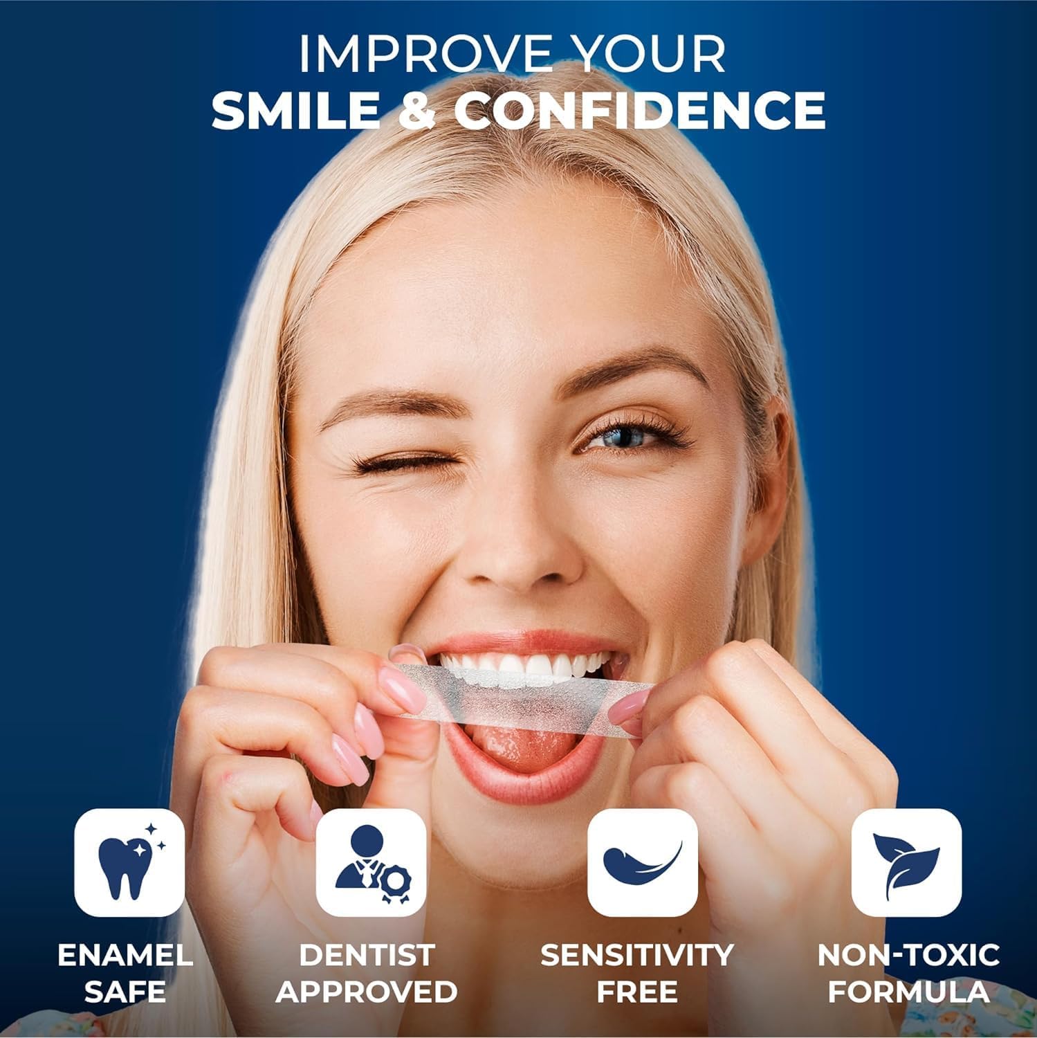 Back view of BetterWhite whitening strips packaging