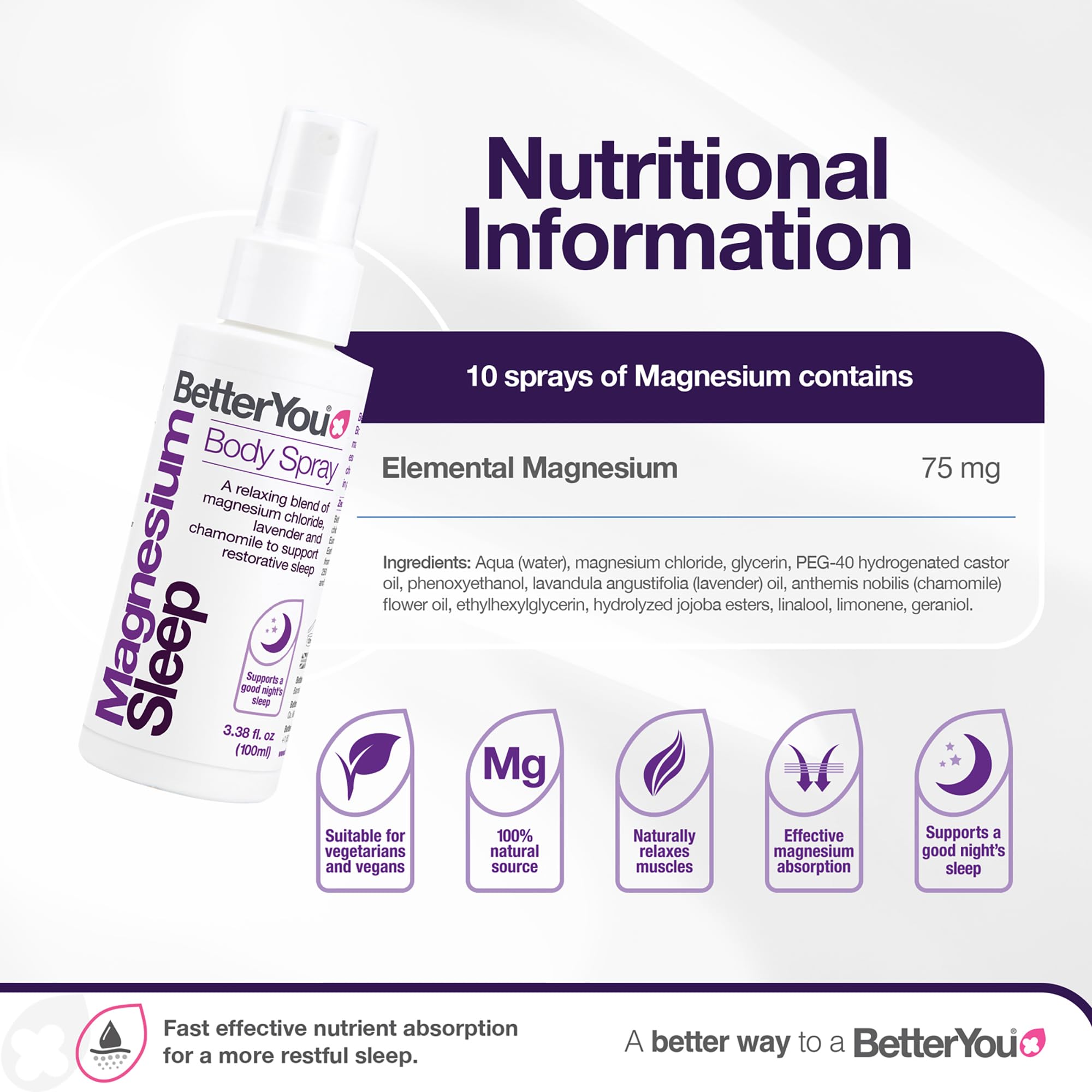 Applying BetterYou Magnesium Sleep Body Spray for sleep support