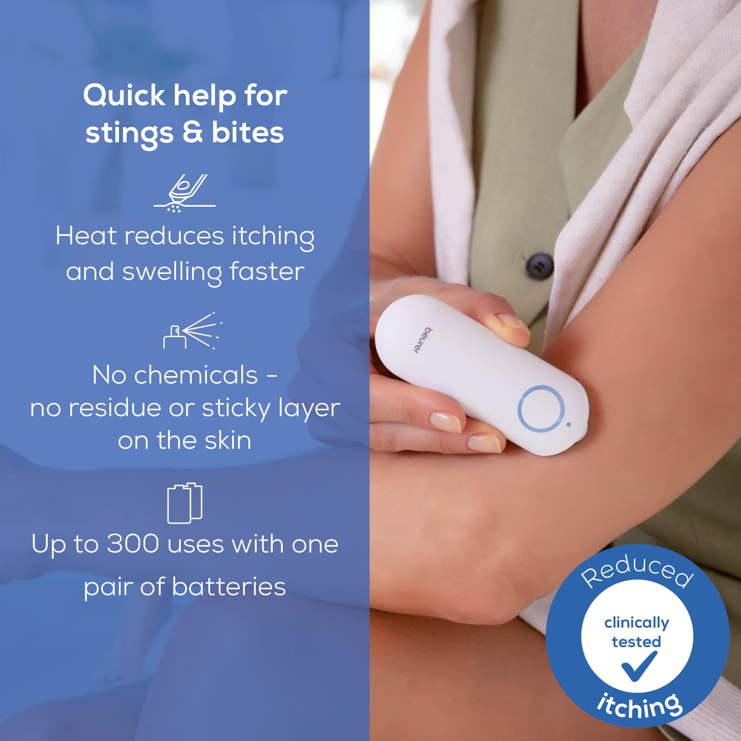 Beurer BR60 battery-operated compact design for portable outdoor relief.