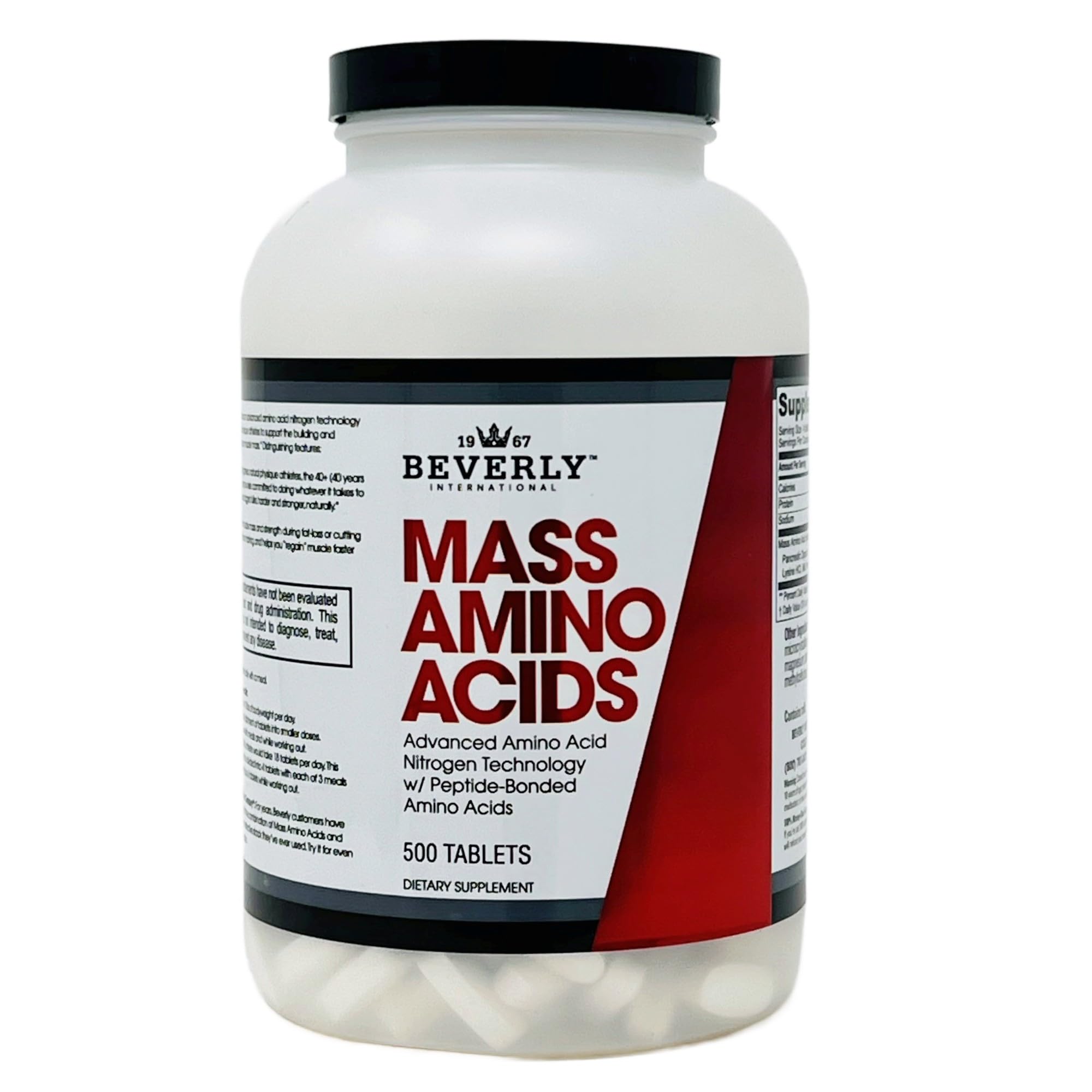 Bottle of Beverly International Mass Amino Acids 500 Tabs