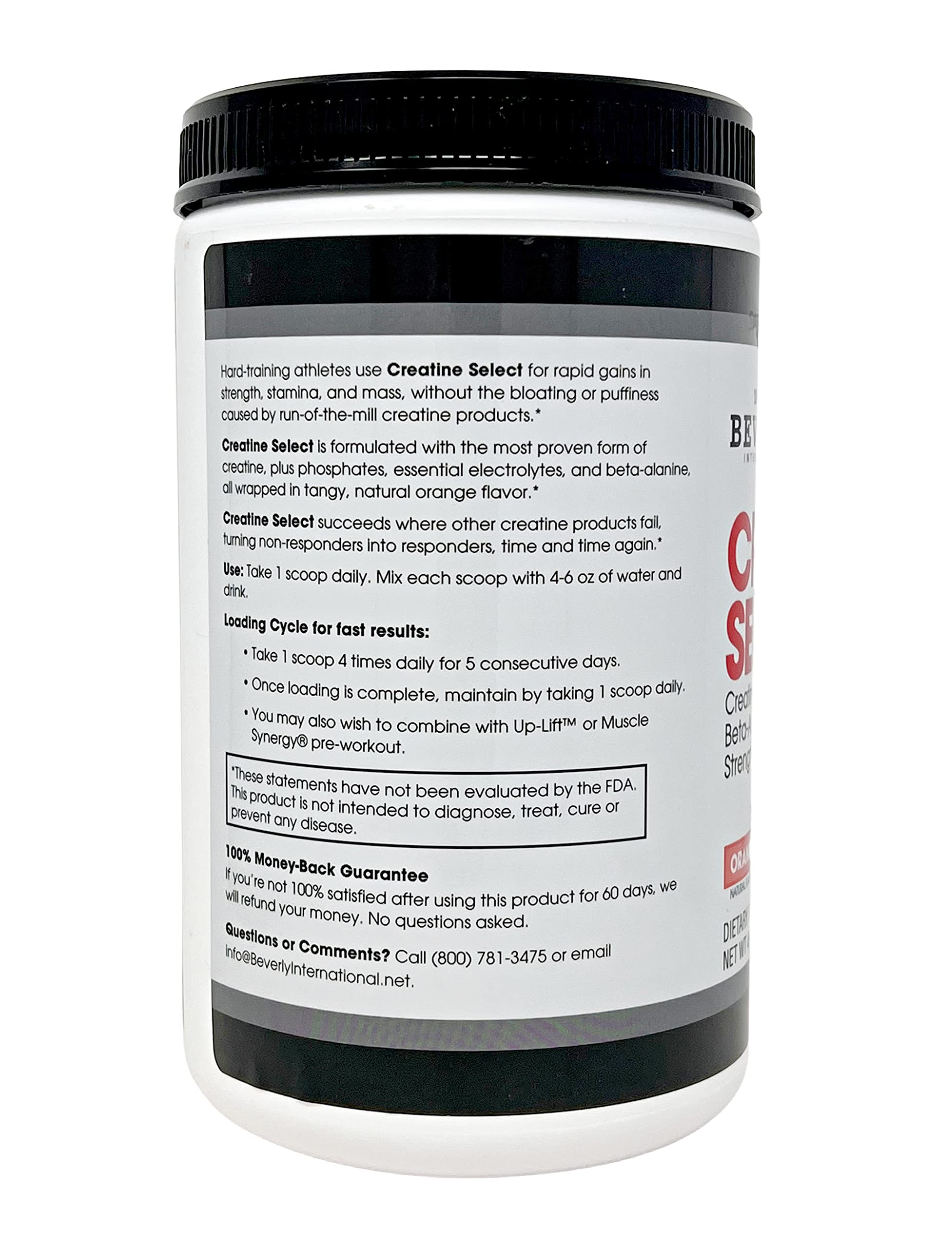 Close-up of Creatine Select ingredients with phosphates and beta-alanine.