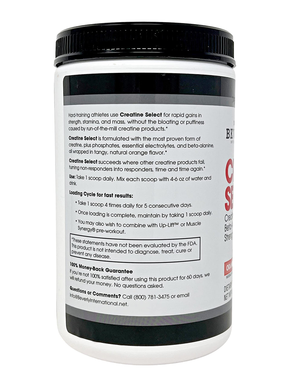 Close-up of Creatine Select ingredients with phosphates and beta-alanine.