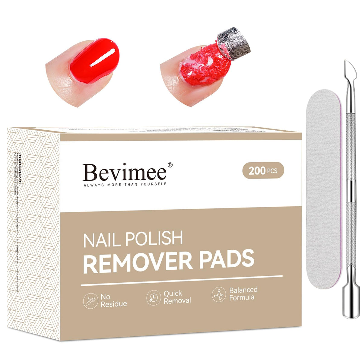 Bevimee lingettes démaquillant acétone pour ongles: élimination rapide du vernis et résidus