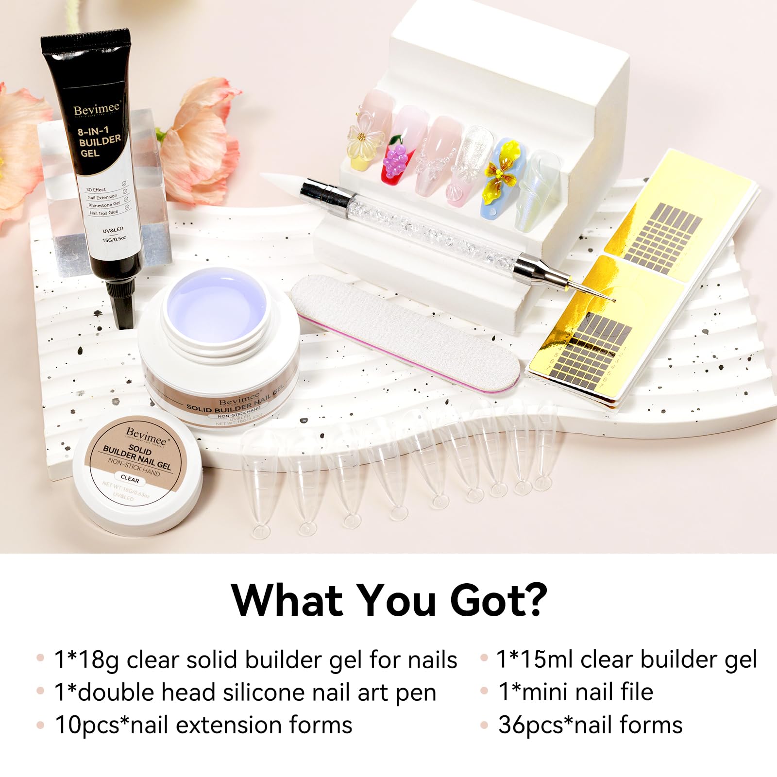 Bevimee long-lasting gel nails concept, up to 28 days wear.