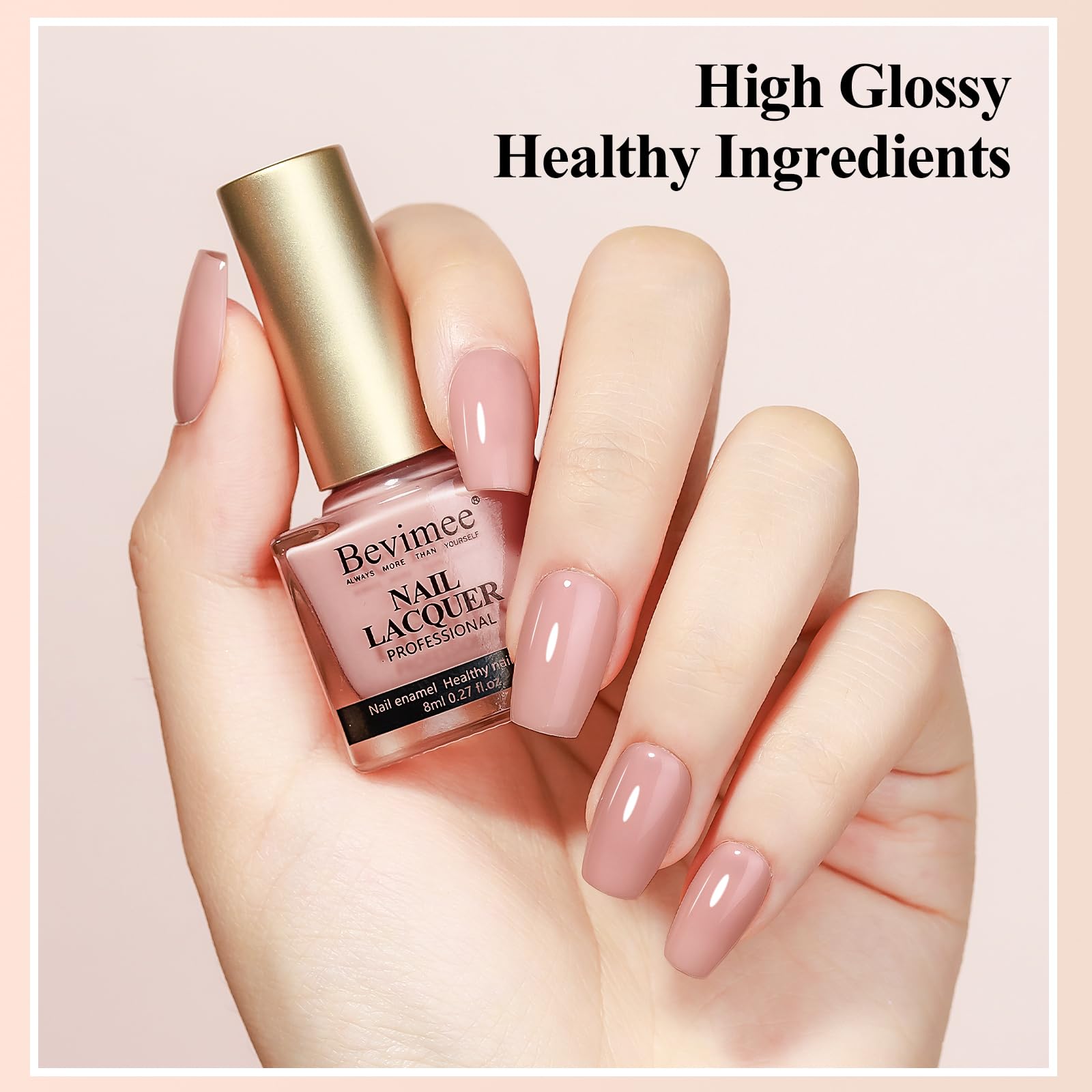 Bevimee Nude Nail Polish Set light pink shade for soft feminine tips