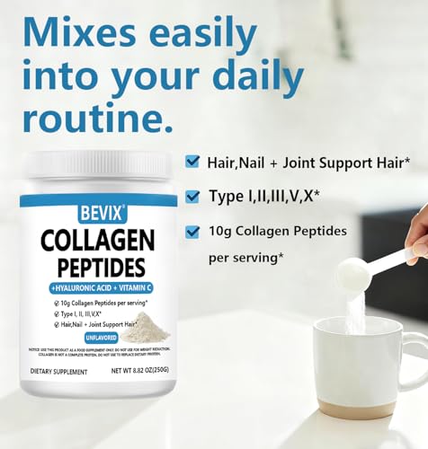 BEVIX Collagen Peptides Powder Advanced highlighting skin elasticity benefits