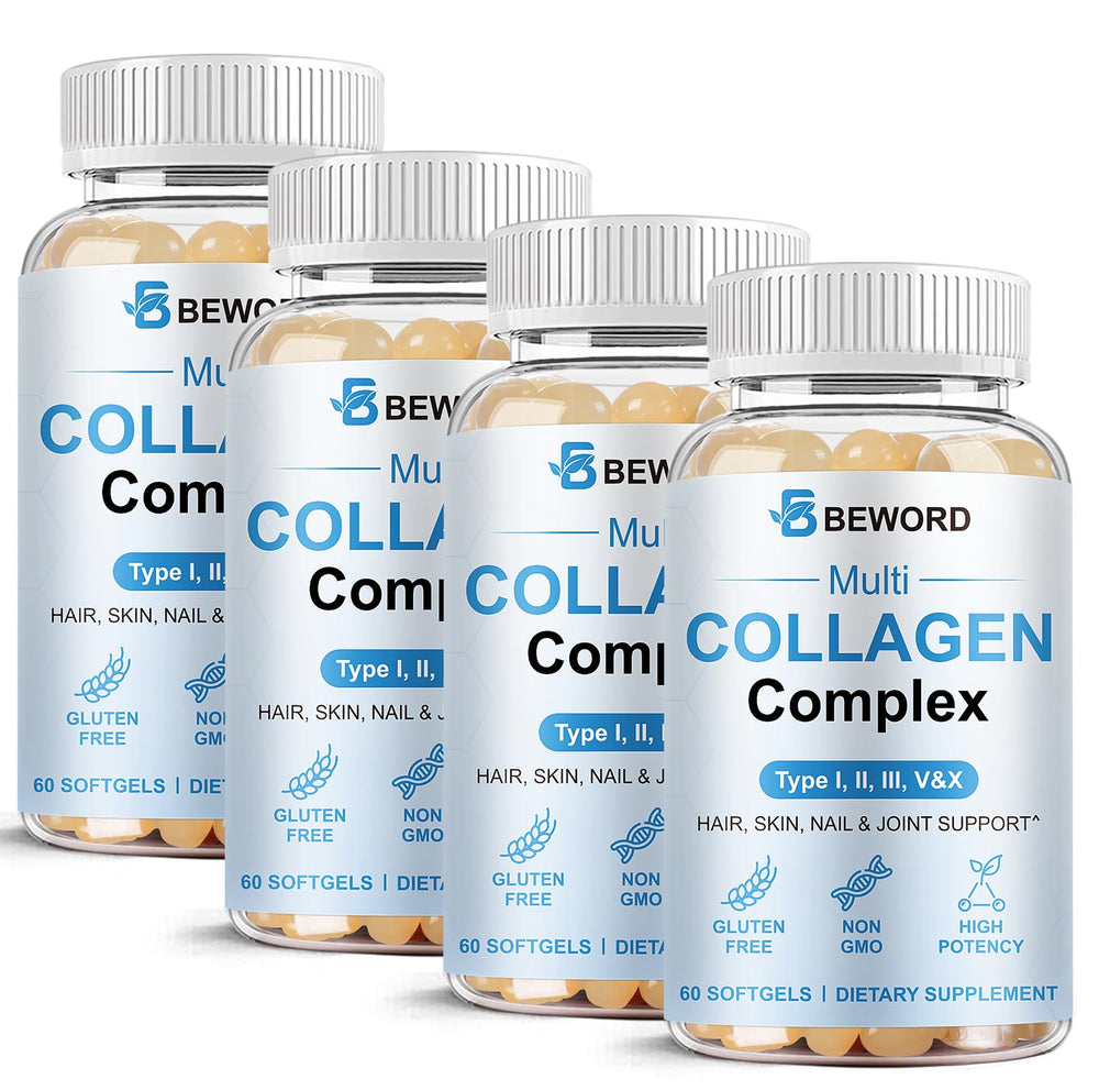 BEWORD Multi Collagen Softgels bottle with 240 capsules in a 4-pack