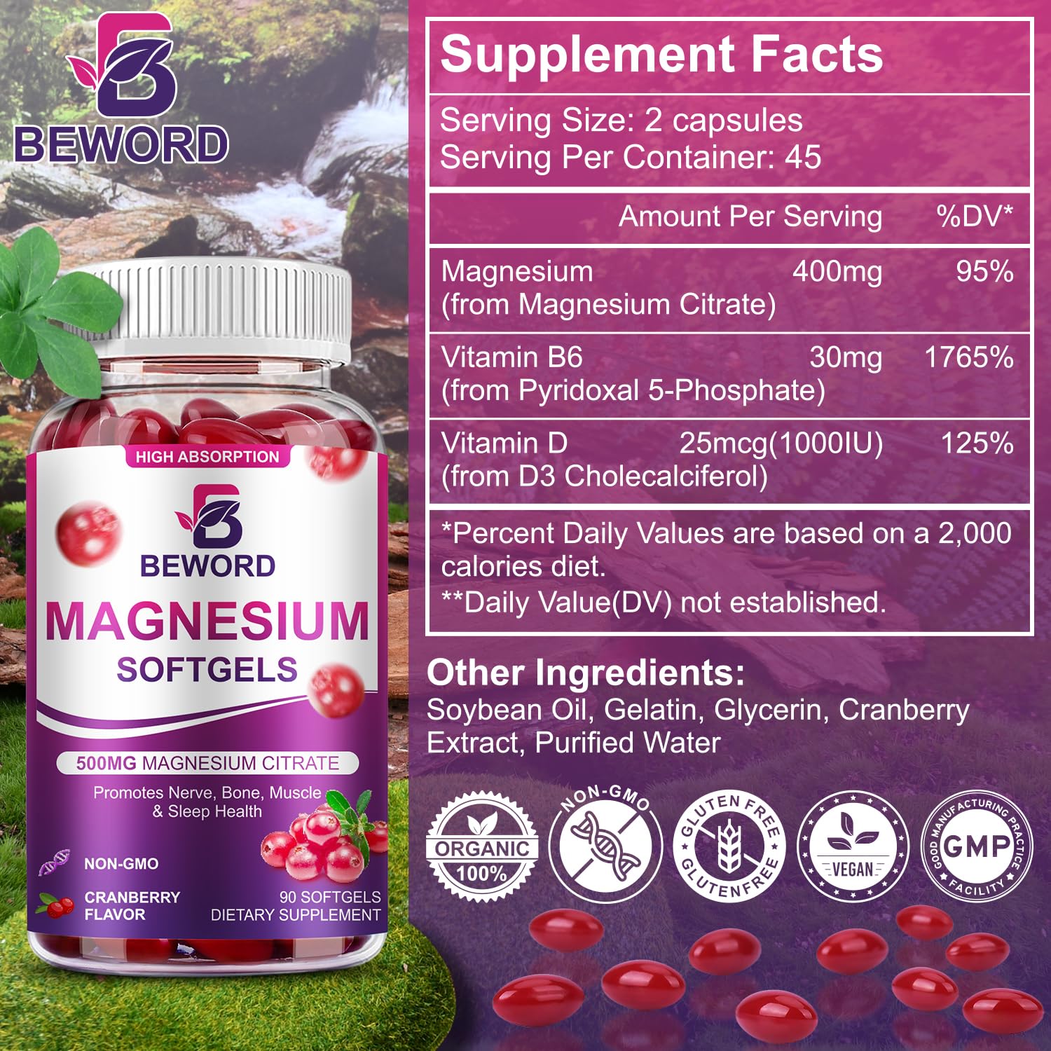 BEWORD vegan, non-GMO softgel packaging