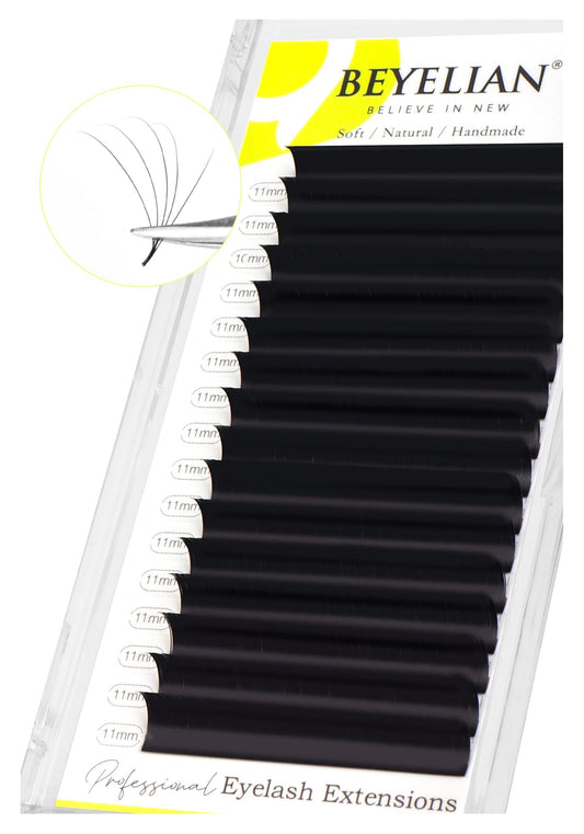 BEYELIAN Classic Volume Lash Extensions with CD+ curl for a natural matte-black look.