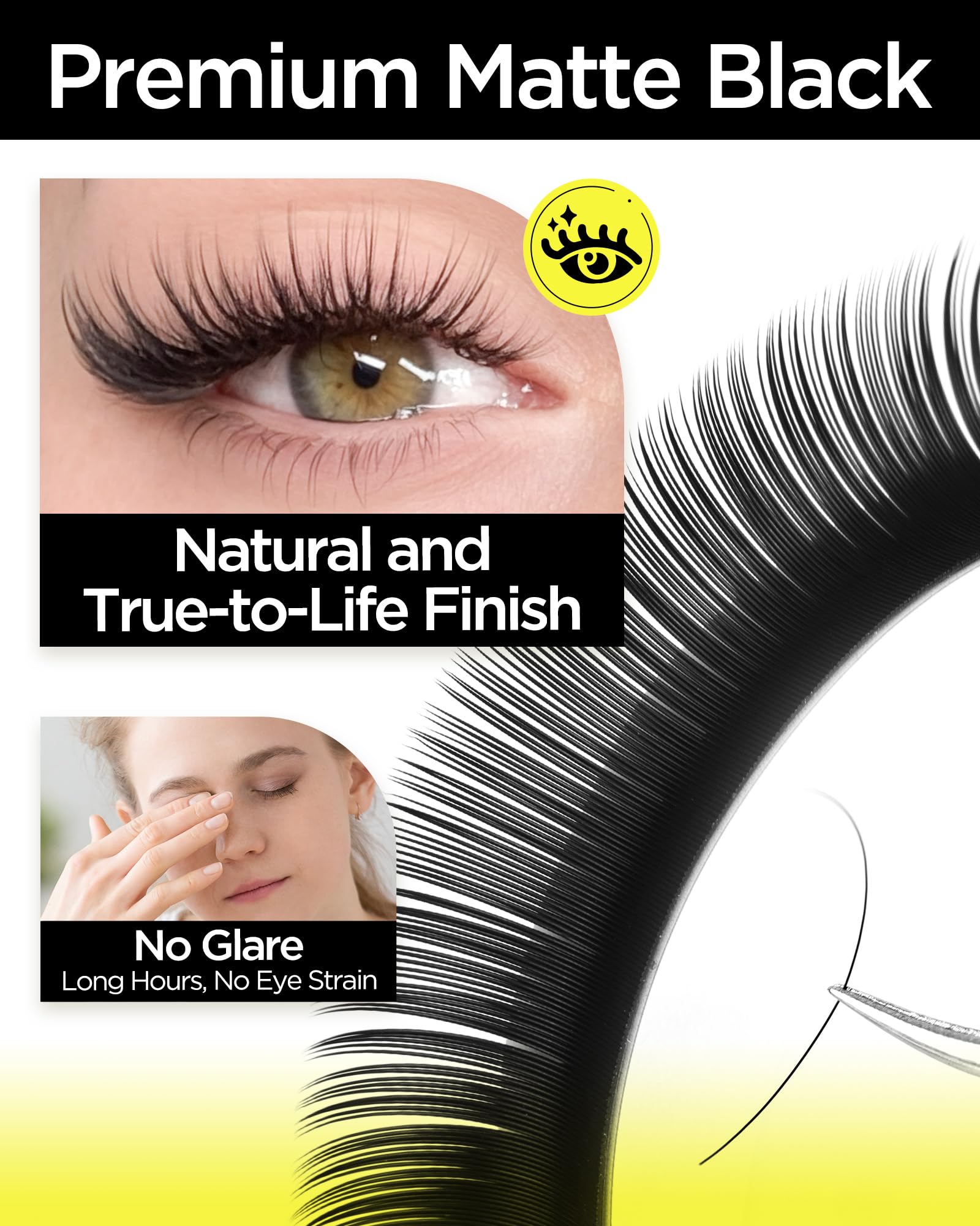 BEYELIAN matte black finish lashes offer a natural, subtle enhancement.
