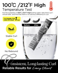 BEYELIAN NeverFlat curl stability demonstrates durable curl under heat.