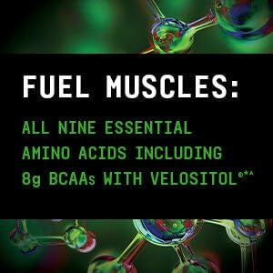 BEYOND RAW Precision Amino scoop-in-hand demonstrates convenient dosing for workouts
