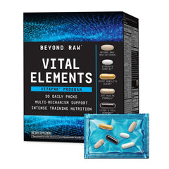 BEYOND RAW Vital Elements Vitapak Program packaging with capsules