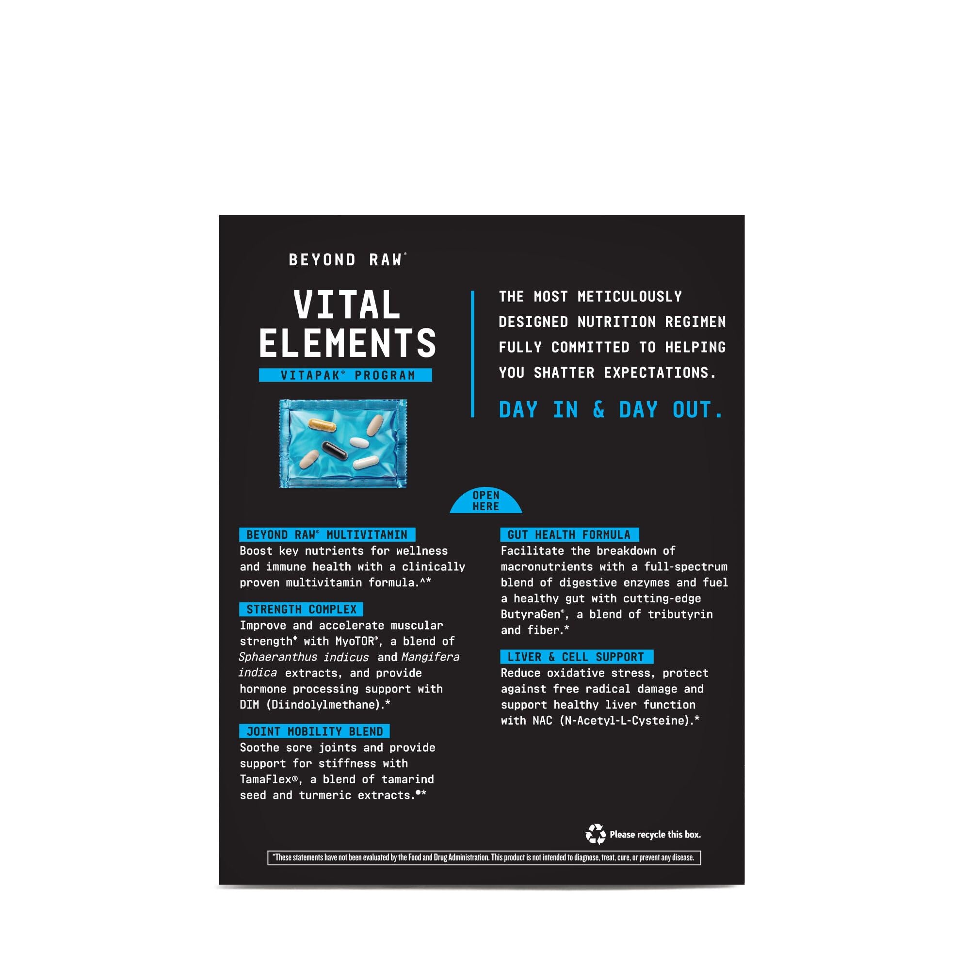 Daily Vital Elements Vitapak Program 30 packets laid out