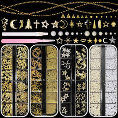 Bezztito 4 box gold caviar beads for luxe nail art textures
