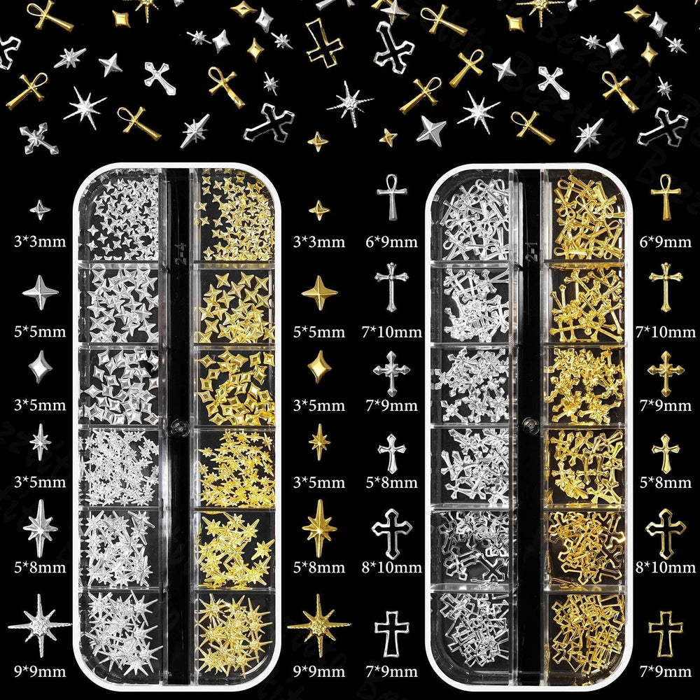 Bezztito alloy cross nail studs add striking accents