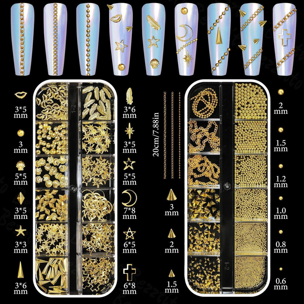 Bezztito gold nail chains elevate manicures with metallic accents
