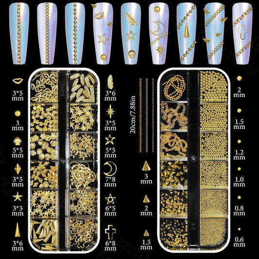 Bezztito gold nail chains elevate manicures with metallic accents
