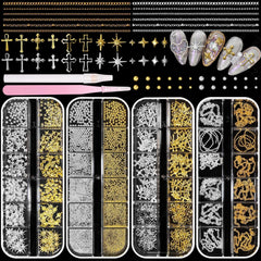 Bezztito gold and silver caviar nail beads for luxe DIY nails