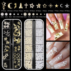 Bezztito white pearl beads add soft glow to elegant nail designs
