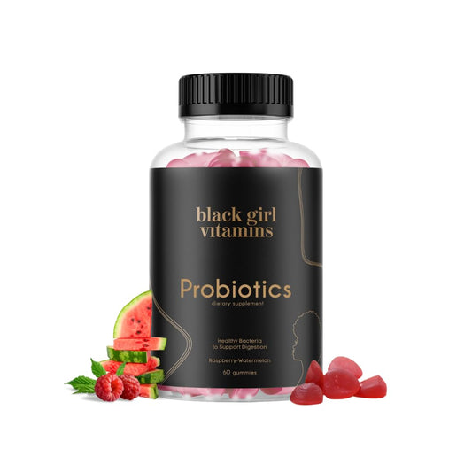 Bottle of Black Girl Vitamins Probiotic Gummies Raspberry-Watermelon 60ct