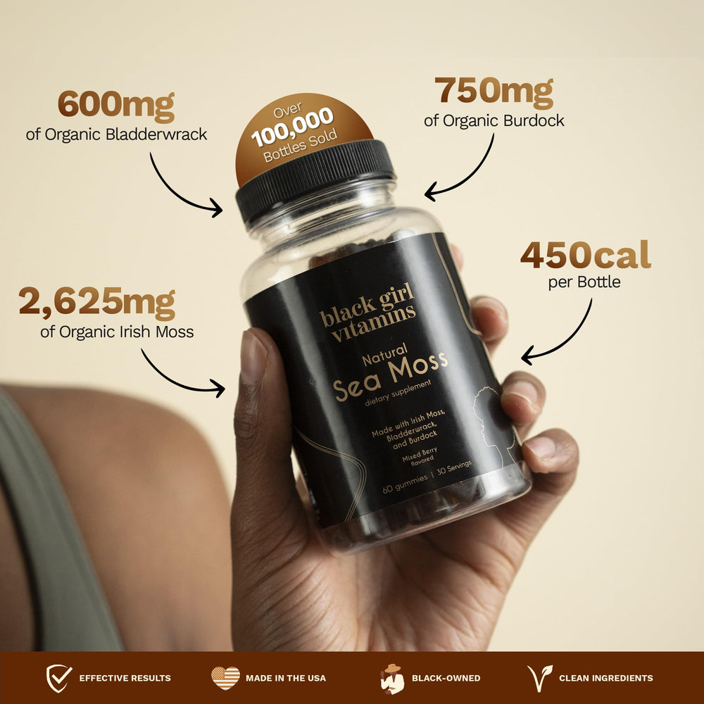 Nutrition facts panel for Sea Moss Gummies (92 minerals)