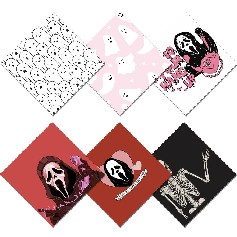 BHAHB 6pcs skull pattern microfiber glasses cleaning cloths 6.3 x 6.3 inches