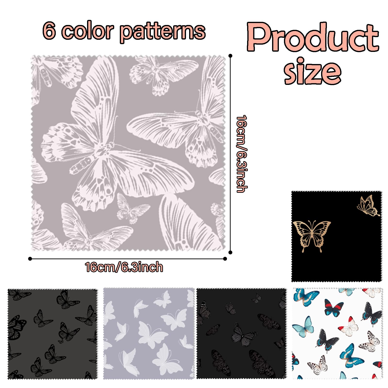 Close-up of butterfly-print microfiber cleaning cloth for lenses
