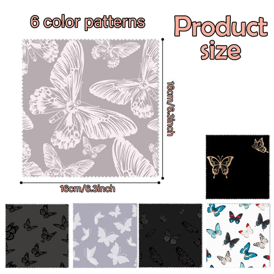 Close-up of butterfly-print microfiber cleaning cloth for lenses