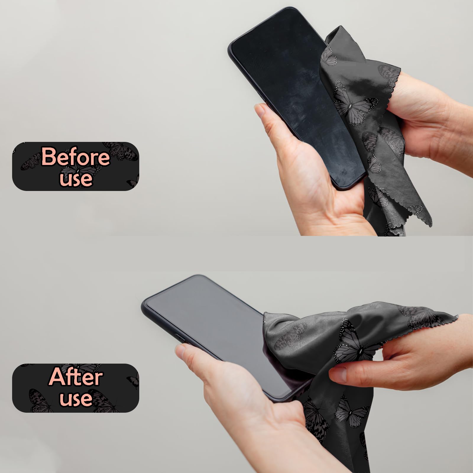 Cloths individually packaged in polybags for portability