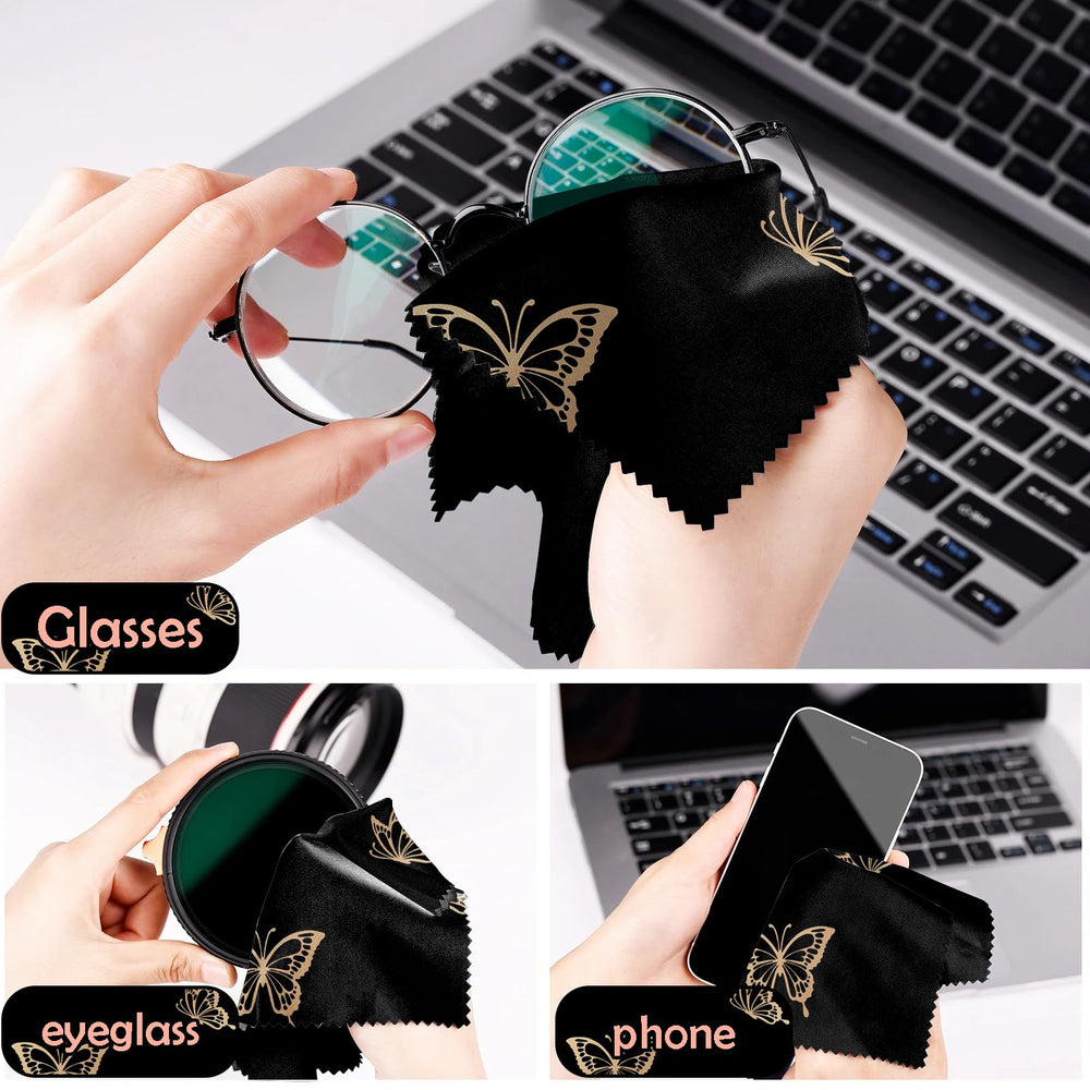 Soft microfiber cloth cleaning eyeglasses without scratches