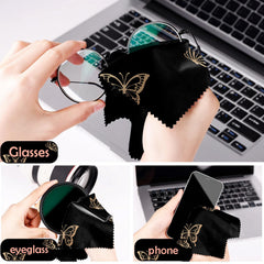 Soft microfiber cloth cleaning eyeglasses without scratches