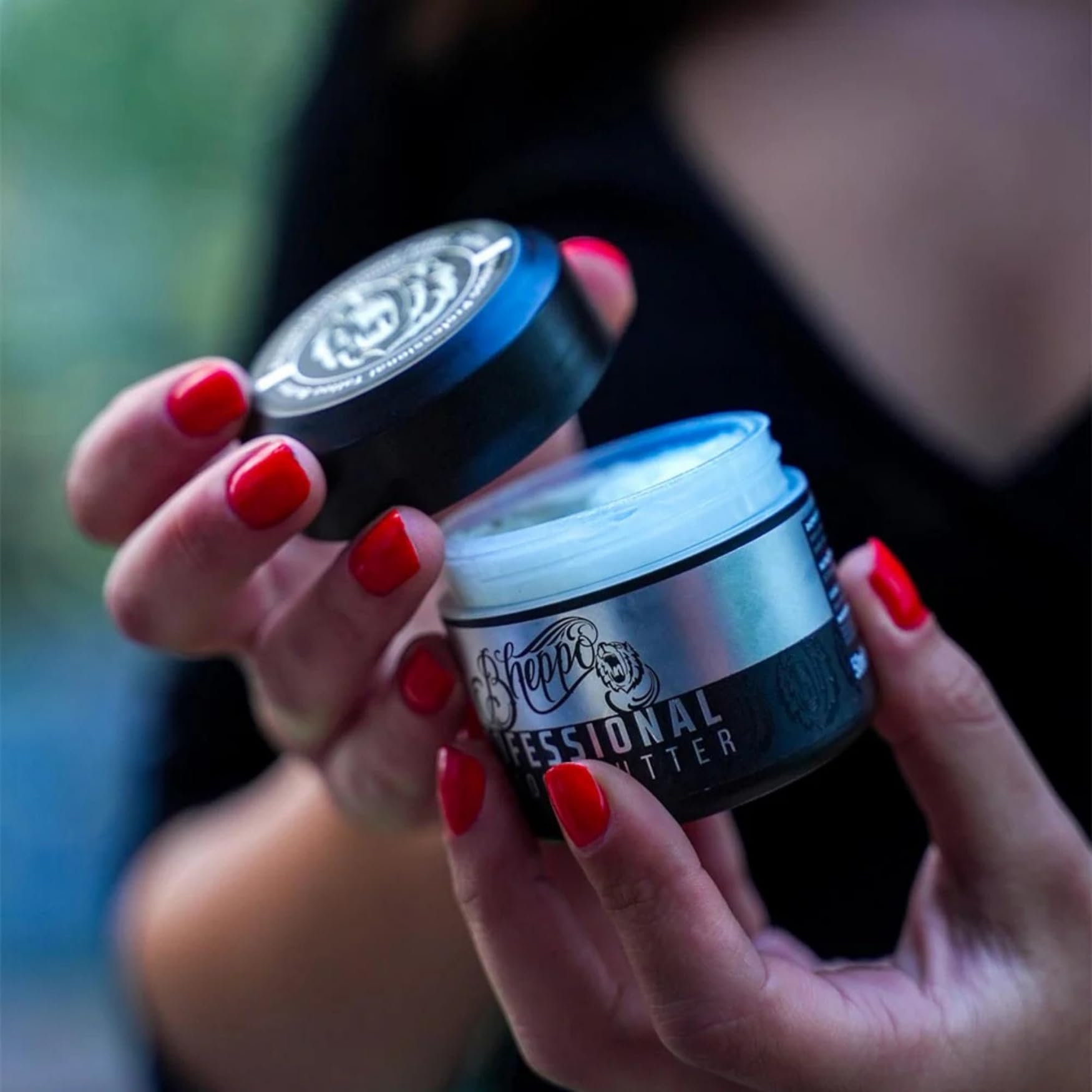 Creamy texture of Bheppo Tattoo Butter for tattoo maintenance