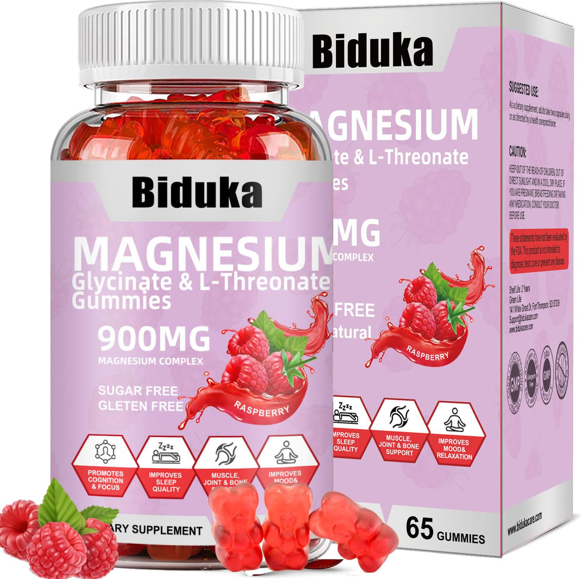 Biduka Raspberry Gummies bottle front